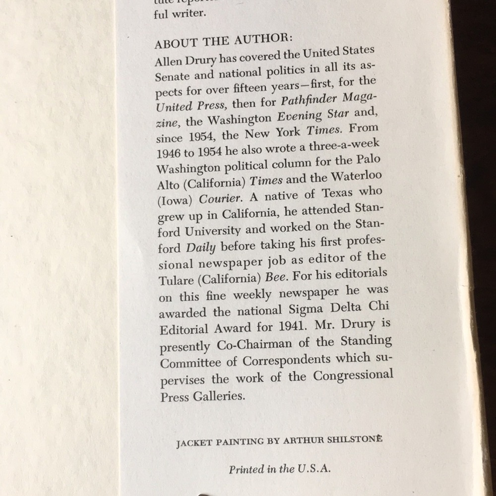 SIGNED Advise and Consent by Allen Drury Hardcover Book w/ Original Dust Jacket - Picture 9 of 16